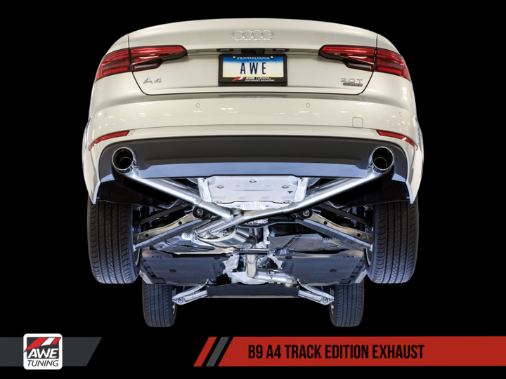 AWE Tuning Audi B9 A4 Track Edition Exhaust Dual Outlet - Diamond Black Tips (Includes DP) - Premium Catback from AWE Tuning - Just 5422.02 SR! Shop now at Motors