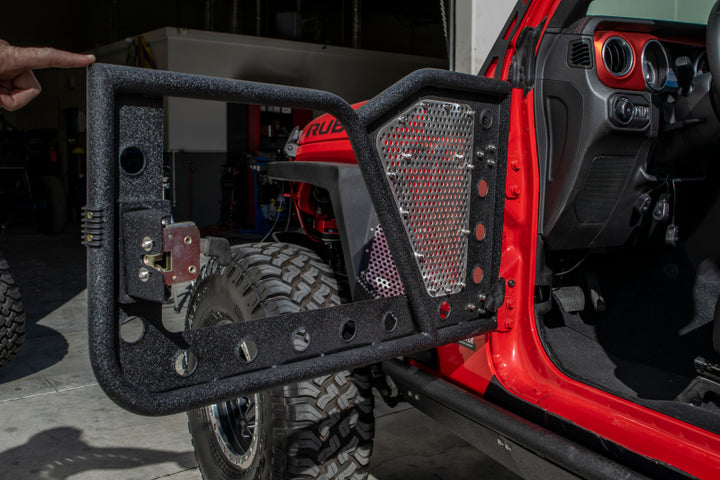 DV8 Offroad Jeep 18+ Wrangler JL / 20+ Gladiator JT Front Rock Doors w/ Perforated Aluminum Mesh - Premium Doors from DV8 Offroad - Just 2284.09 SR! Shop now at Motors