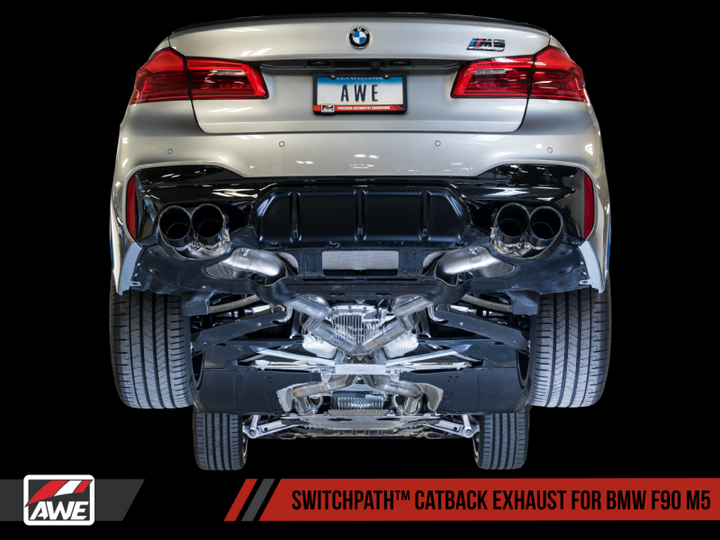 AWE Tuning 18-19 BMW F90 M5 SwitchPatch Cat-Back Exhaust- Black Diamond Tips - Premium Catback from AWE Tuning - Just 12352.45 SR! Shop now at Motors