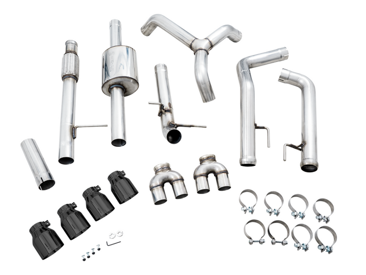 AWE Tuning 4th Gen GM 1500 5.3L 0FG Catback Split Rear Exit (w/ Bumper Cutouts) - Quad Diamond Tips - Premium Catback from AWE Tuning - Just 6926.75 SR! Shop now at Motors