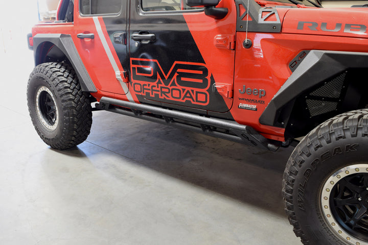 DV8 Offroad 2018+ Jeep Wrangler JL Tubular Rock Slider Step w/ Plated End Caps - Premium Side Steps from DV8 Offroad - Just 2357.82 SR! Shop now at Motors