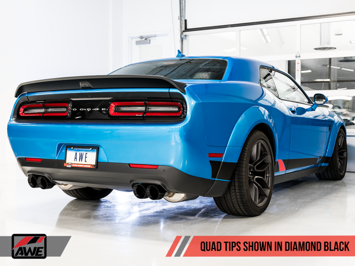 AWE Tuning 2015+ Dodge Challenger 6.4L/6.2L Non-Resonated Touring Edition Exhaust - Quad Black Tips - Premium Catback from AWE Tuning - Just 7464.13 SR! Shop now at Motors