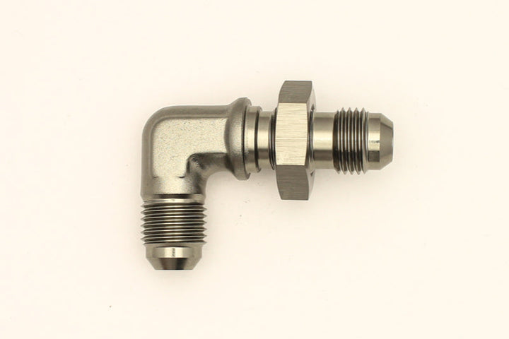 DeatschWerks 6AN Male Flare To 6AN Male Flare Bulkhead Adapter 90-Degree (Incl. Nut) - Premium Fittings from DeatschWerks - Just 56.29 SR! Shop now at Motors