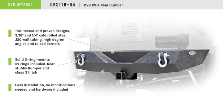 DV8 Offroad 07-18 Jeep Wrangler JK Steel Mid Length Rear Bumper - Premium Bumpers - Steel from DV8 Offroad - Just 2189.79 SR! Shop now at Motors