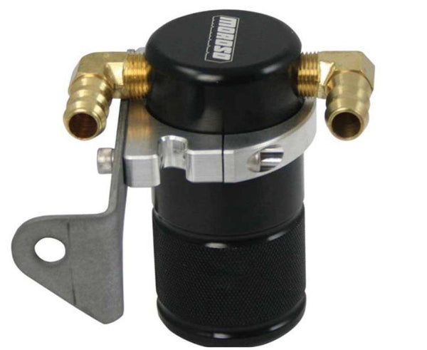 Moroso Chrysler 5.7L (w/Aftermarket Intake) Air/Oil Separator Catch Can - Billet Aluminum - Black