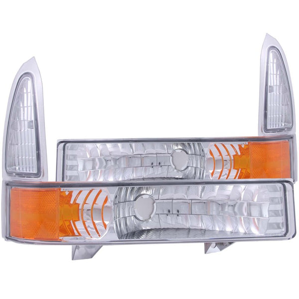 ANZO 2000-2004 Ford Excursion Euro Parking Lights Chrome w/ Amber Reflector - Premium Lights Corner from ANZO - Just 256.96 SR! Shop now at Motors