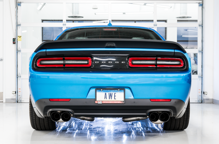 AWE Tuning 2015+ Dodge Challenger 6.4L/6.2L Non-Resonated Touring Edition Exhaust - Quad Black Tips - Premium Catback from AWE Tuning - Just 7464.13 SR! Shop now at Motors