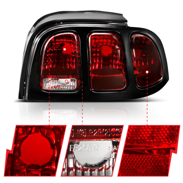 ANZO 1994-1998 Ford Mustang Taillight Dark Red Lens (OE Style) - Premium Tail Lights from ANZO - Just 797.41 SR! Shop now at Motors
