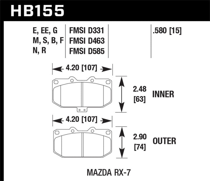 Hawk 86-95 Mazda RX-7 DTC-60 Race Front Brake Pads - Premium Brake Pads - Racing from Hawk Performance - Just 760.58 SR! Shop now at Motors