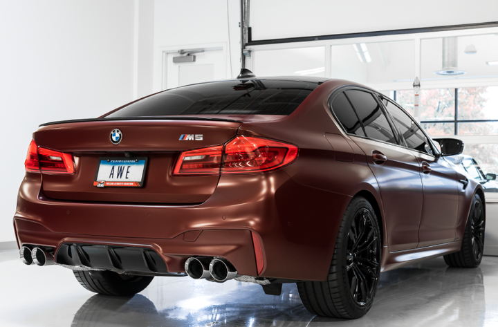 AWE Tuning 18-19 BMW F90 M5 SwitchPatch Cat-Back Exhaust- Black Diamond Tips - Premium Catback from AWE Tuning - Just 12352.45 SR! Shop now at Motors