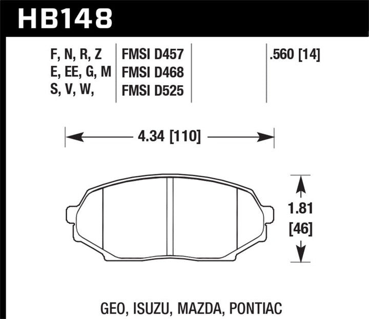 Hawk 90-93 Geo Storm / 90-92 Isuzu Impulse / 90-93 Mazda Miata DTC-60 Front Race Brake Pad - Premium Brake Pads - Racing from Hawk Performance - Just 652.40 SR! Shop now at Motors