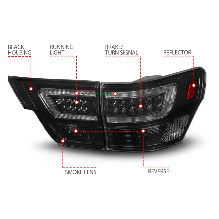 ANZO 11-13 Jeep Grand Cherokee LED Taillights w/ Lightbar Black Housing/Smoke Lens 4pcs - Premium Tail Lights from ANZO - Just 2533.69 SR! Shop now at Motors