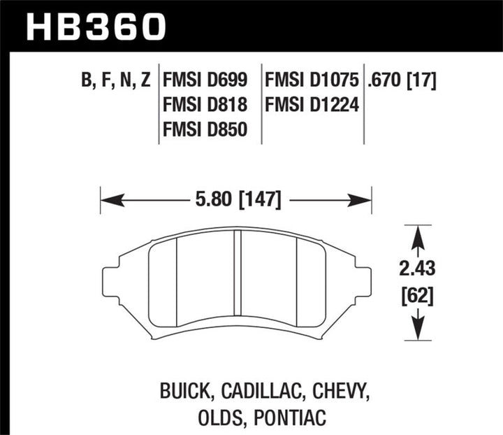 Hawk Buick/ Cadillac/ Chevy/ Olds/ Pontiac Front HPS Brake Pads - Premium Brake Pads - Performance from Hawk Performance - Just 439.43 SR! Shop now at Motors