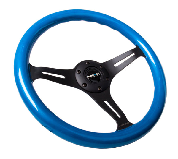 NRG Classic Wood Grain Steering Wheel (350mm) Blue Pearl/Flake Paint w/Black 3-Spoke Center