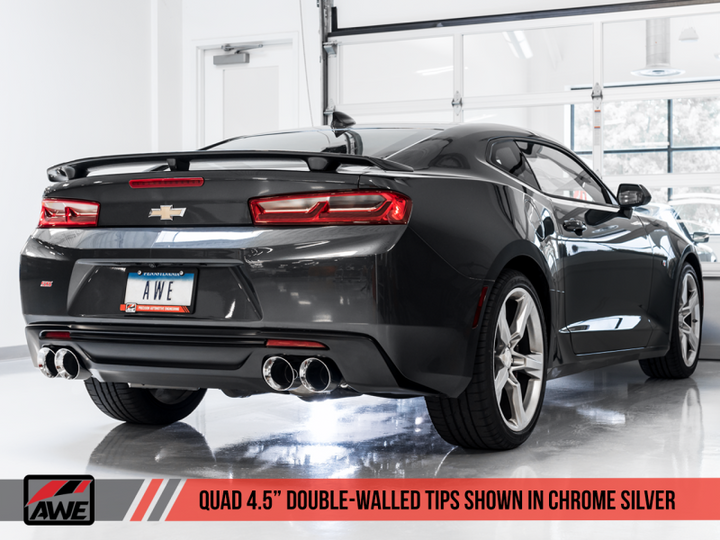 AWE Tuning 16-19 Chevrolet Camaro SS Axle-back Exhaust - Track Edition (Quad Chrome Silver Tips) - Premium Axle Back from AWE Tuning - Just 3534.72 SR! Shop now at Motors