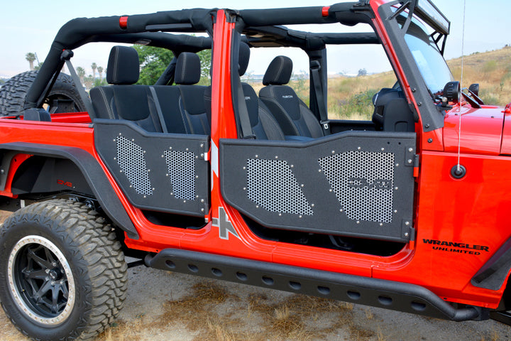 DV8 Offroad Aluminum Mesh Inserts For Front JK Rock Doors - Premium Doors from DV8 Offroad - Just 238.15 SR! Shop now at Motors