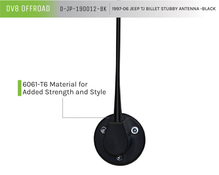 DV8 Offroad 1997-06 Jeep TJ Billet Antenna-Black - Premium Antennas from DV8 Offroad - Just 256.92 SR! Shop now at Motors