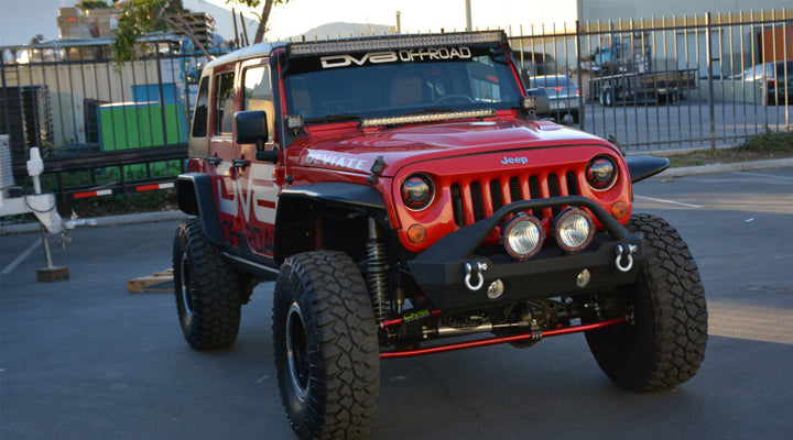 DV8 Offroad 07-18 Jeep Wrangler JK Over Windshield 50in Light Bar Mount - Black Steel - Premium Light Mounts from DV8 Offroad - Just 719.48 SR! Shop now at Motors