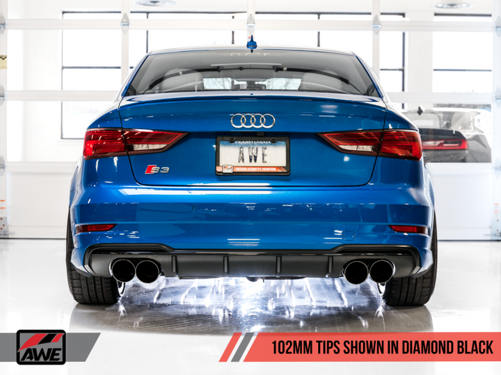 AWE Tuning Audi 8V S3 Track Edition Exhaust w/Diamond Black Tips 102mm - Premium Catback from AWE Tuning - Just 5422.02 SR! Shop now at Motors