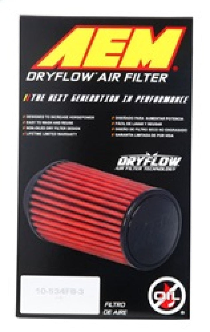 AEM DryFlow Air Filter - Round Tapered 5in Top OD x 6 Base OD x 5.563in H x 3in Flange ID - Premium Air Filters - Universal Fit from AEM Induction - Just 300.11 SR! Shop now at Motors