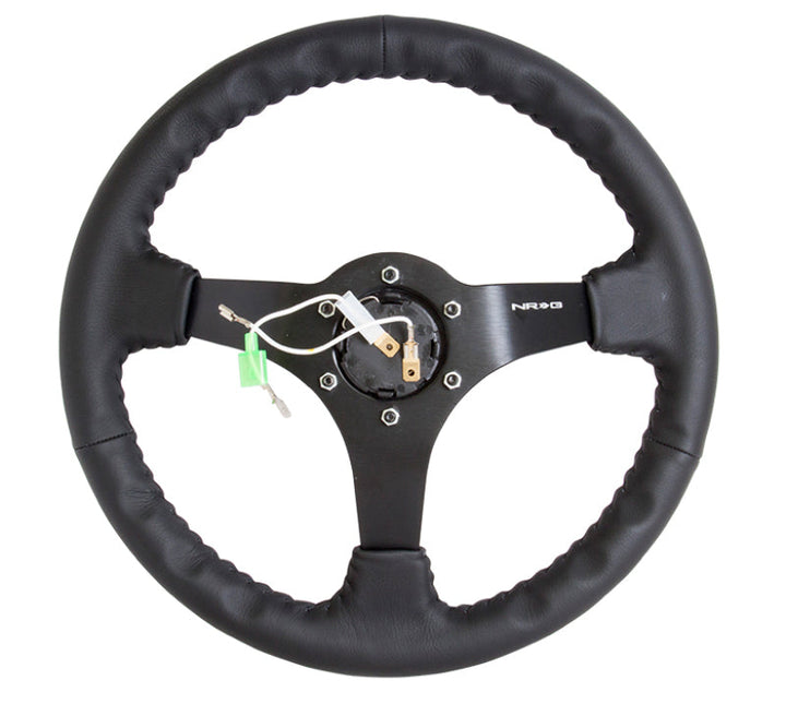 NRG Reinforced Steering Wheel (350mm / 3in. Deep) Bk Leather w/Bk BBall Stitch (Odi Bakchis Edition) - Premium Steering Wheels from NRG - Just 676.05 SR! Shop now at Motors