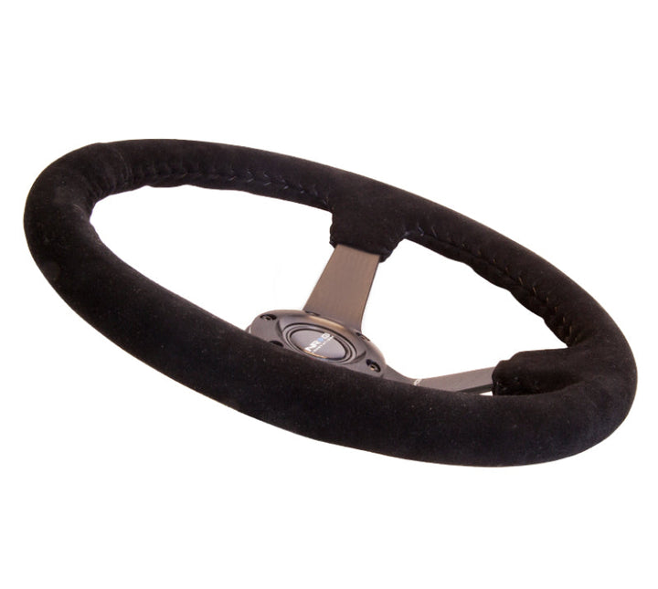 NRG Reinforced Steering Wheel (350mm / 3in. Deep) Blk Suede w/Blk BBall Stitch (Odi Bakchis Edition) - Premium Steering Wheels from NRG - Just 676.05 SR! Shop now at Motors