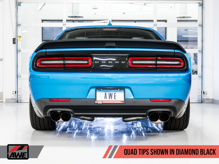 AWE Tuning 2015+ Dodge Challenger 6.4L/6.2L Non-Resonated Touring Edition Exhaust - Quad Black Tips - Premium Catback from AWE Tuning - Just 7464.13 SR! Shop now at Motors