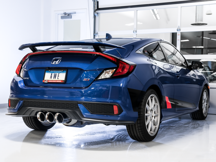 AWE Tuning 2016+ Honda Civic Si Touring Edition Exhaust w/Front Pipe & Triple Chrome Silver Tips - Premium Catback from AWE Tuning - Just 5777.37 SR! Shop now at Motors