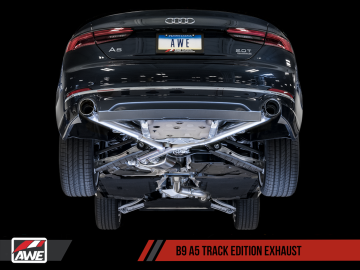 AWE Tuning Audi B9 A5 Track Edition Exhaust Dual Outlet - Diamond Black Tips (Includes DP) - Premium Catback from AWE Tuning - Just 5234.32 SR! Shop now at Motors