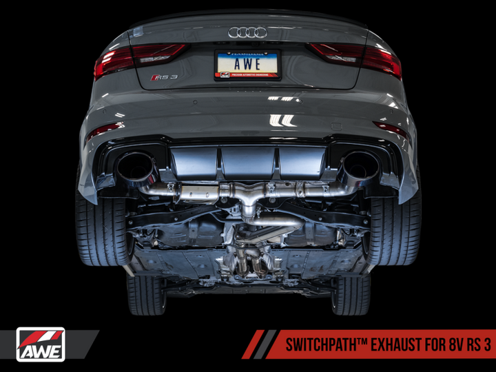 AWE Tuning 17-19 Audi RS3 8V SwitchPath Exhaust w/Diamond Black RS-Style Tips - Premium Catback from AWE Tuning - Just 9926.76 SR! Shop now at Motors