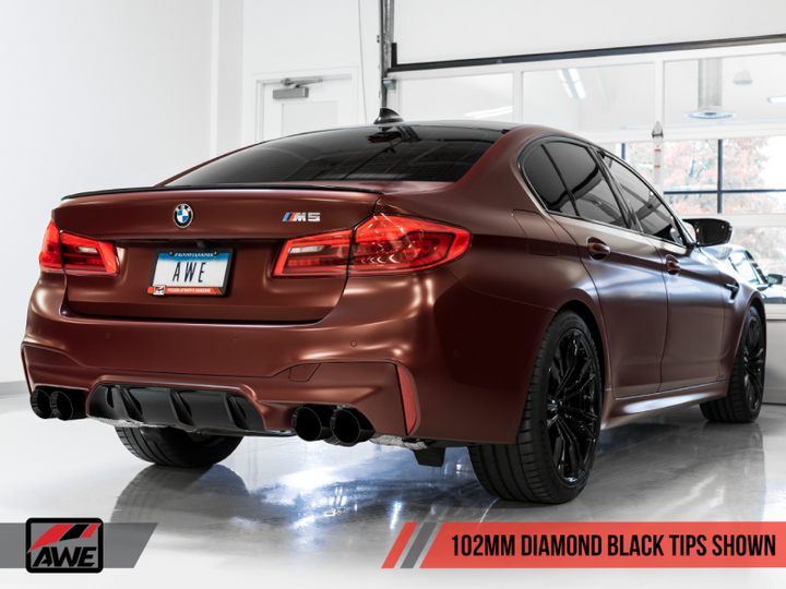 AWE Tuning 18-19 BMW F90 M5 SwitchPatch Cat-Back Exhaust- Black Diamond Tips - Premium Catback from AWE Tuning - Just 12352.45 SR! Shop now at Motors